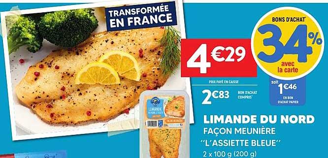 LIMANDE DU NORD FAÇON MEUNIÈRE “L’ASSIETTE BLEUE” 2 x 100 g (200 g)