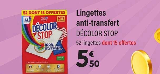 Lingettes anti-transfert DÉCOLOR STOP 52 lingettes dont 15 offertes