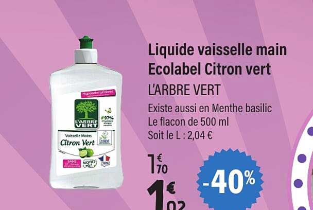 Liquide vaisselle main Ecolabel Citron vert