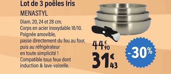 Lot de 3 poêles Iris MENASTYL
