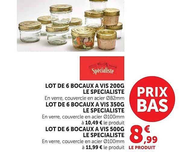 LOT DE 6 BOCAUX A VIS 200G LE SPECIALISTE