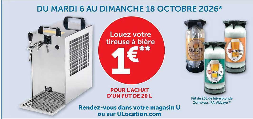 Louez votre tireuse à bière 1€**