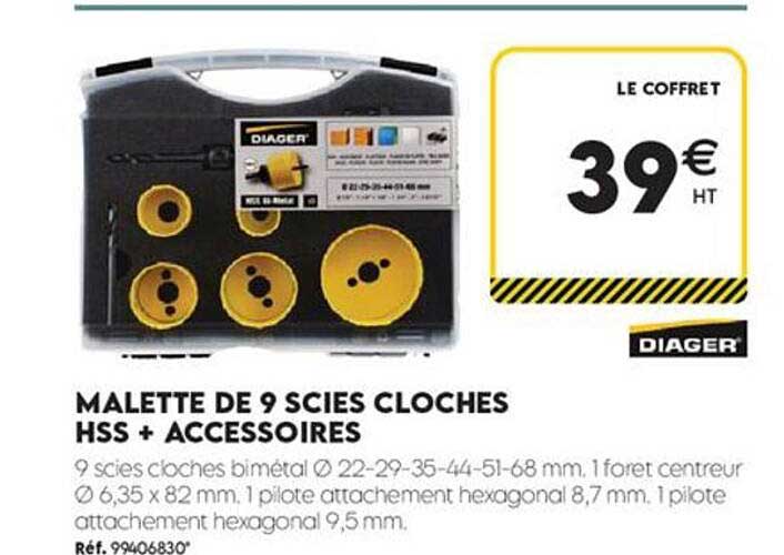 MALETTE DE 9 SCIES CLOCHES HSS + ACCESSOIRES