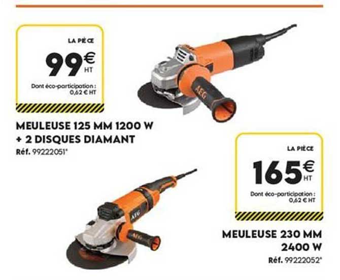 MEULEUSE 125 MM 1200 W + 2 DISQUES DIAMANT