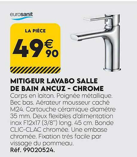 MITIGEUR LAVABO SALLE DE BAIN ANCÚZ - CHROME