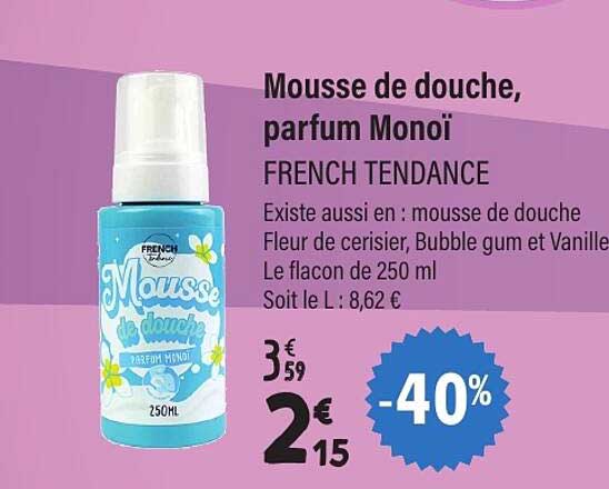 Mousse de douche, parfum Monoï