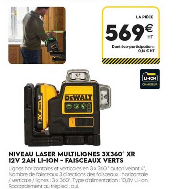 NIVEAU LASER MULTILIGNES 3X360° XR 12V 2AH LI-ION - FAISCEAUX VERTS
