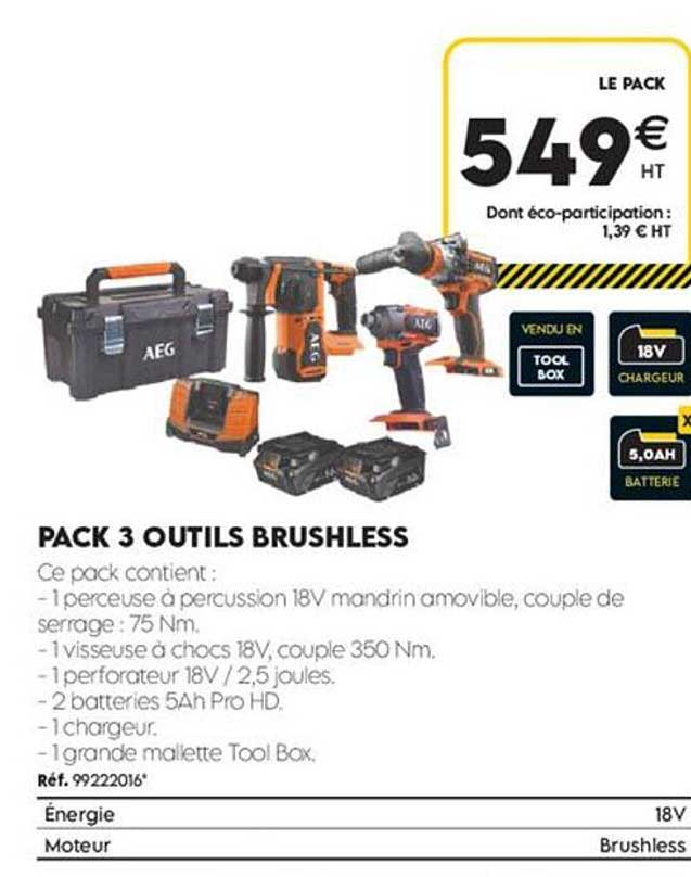PACK 3 OUTILS BRUSHLESS