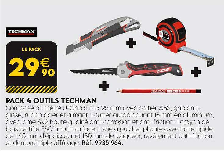 PACK 4 OUTILS TECHMAN
