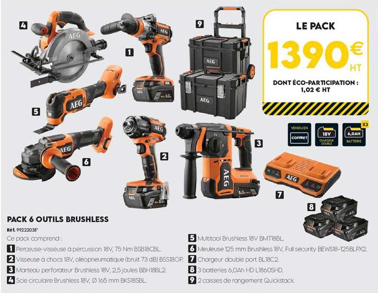 PACK 6 OUTILS BRUSHLESS