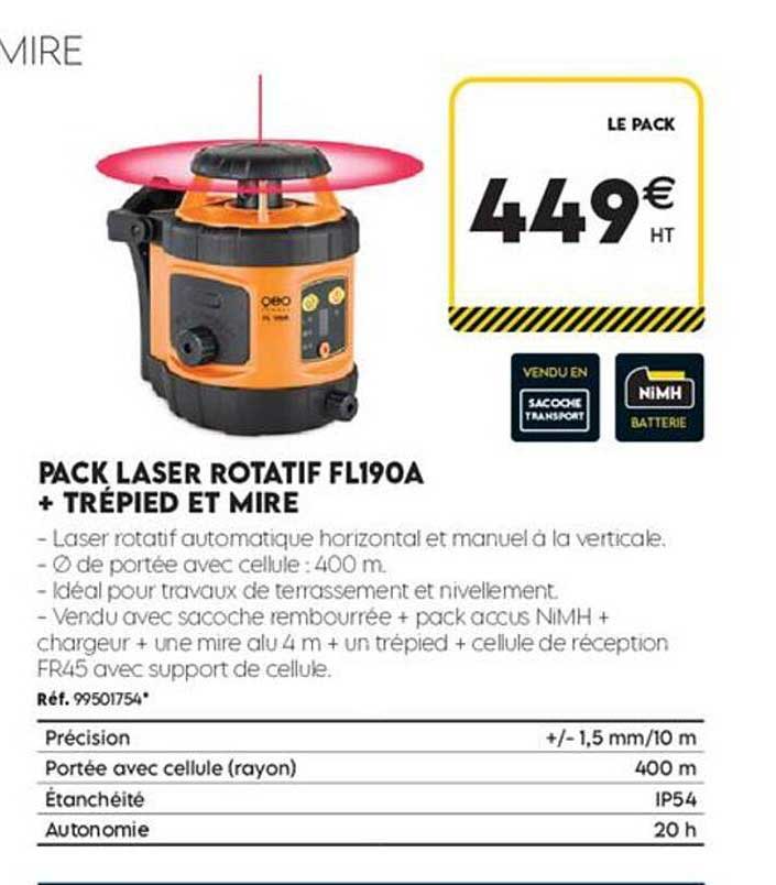 PACK LASER ROTATIF FL190A + TREPIED ET MIRE