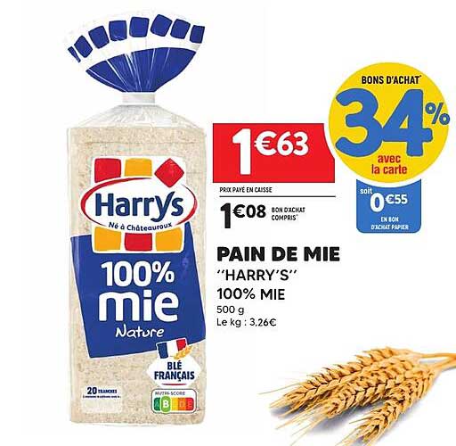 PAIN DE MIE "HARRY'S" 100% MIE Nature