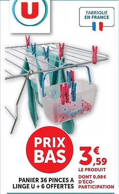 PANIER 36 PINCES A LINGE U + 6 OFFERTES