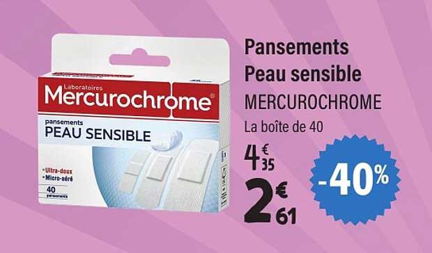 Pansements Peau sensible MERCUROCHROME La boîte de 40