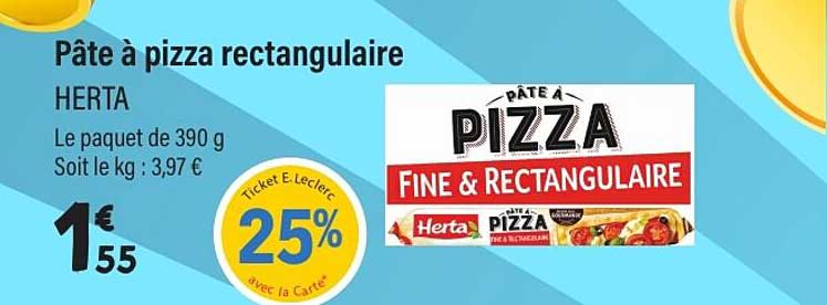 Pâte à pizza rectangulaire