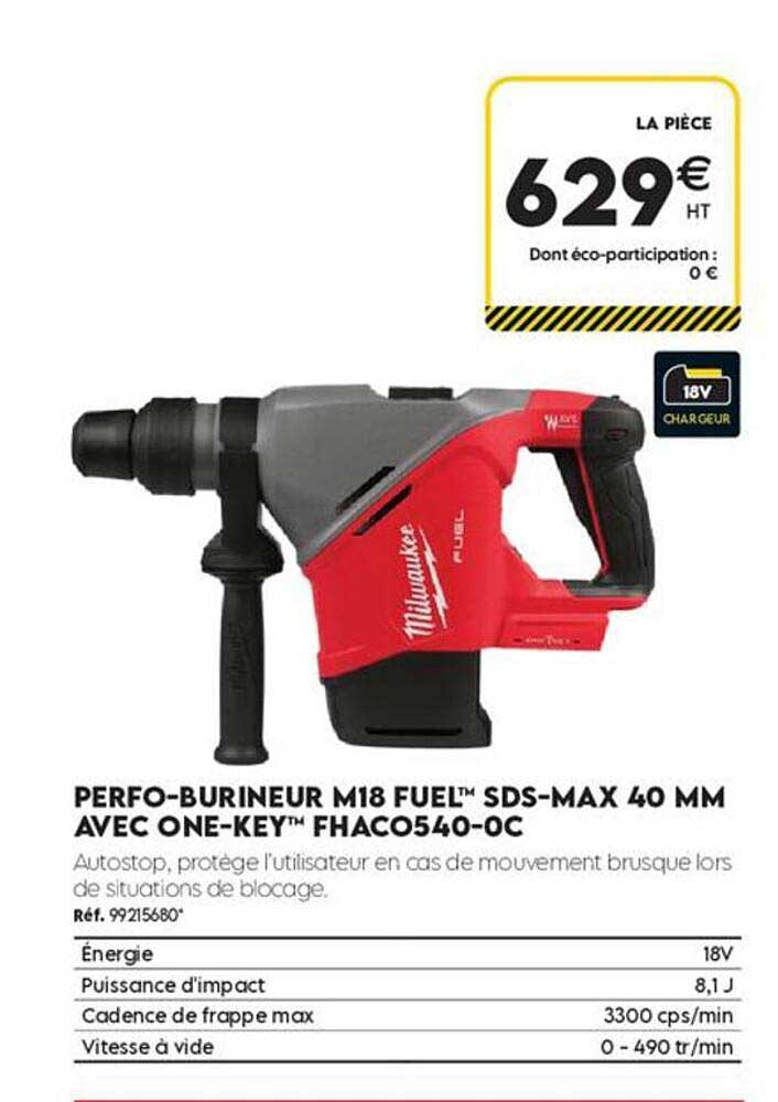 PERFO-BURINEUR M18 FUEL™ SDS-MAX 40 MM AVEC ONE-KEY™ FHACQ540-0C