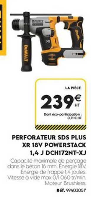 PERFORATEUR SDS PLUS XR 18V POWERSTACK 1,4 J DCH172NT-XJ