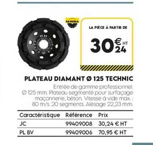 PLATEAU DIAMANT Ø 125 TECHNIC