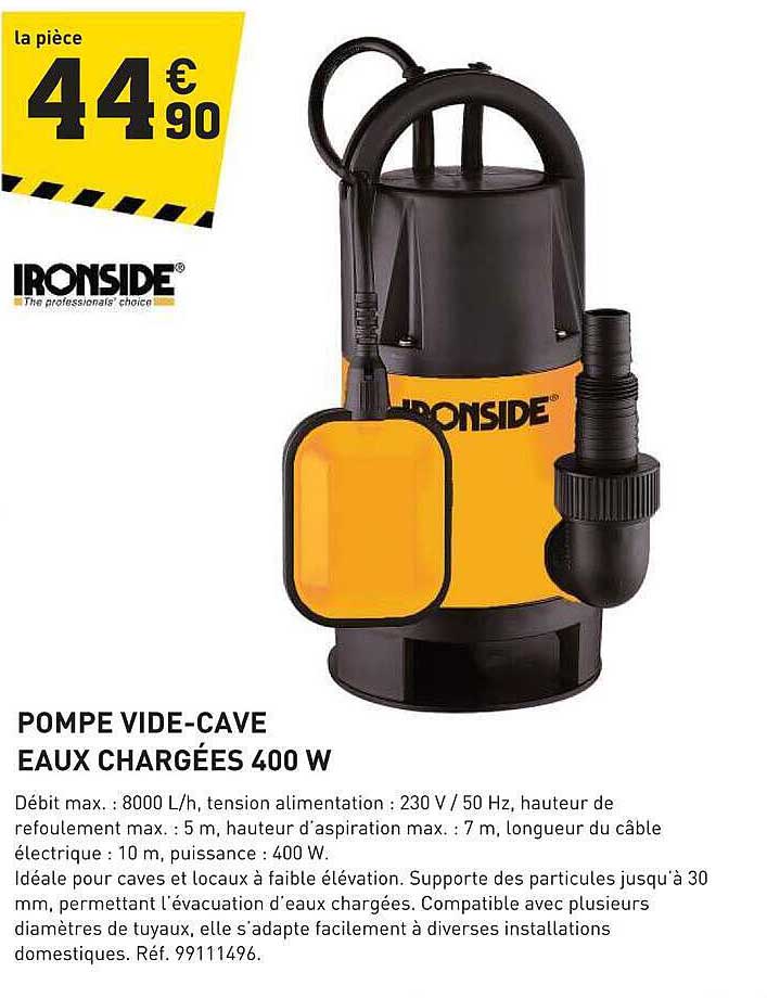POMPE VIDE-CAVE EAUX CHARGÉES 400 W