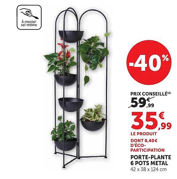 PORTE-PLANTE 6 POTS METAL