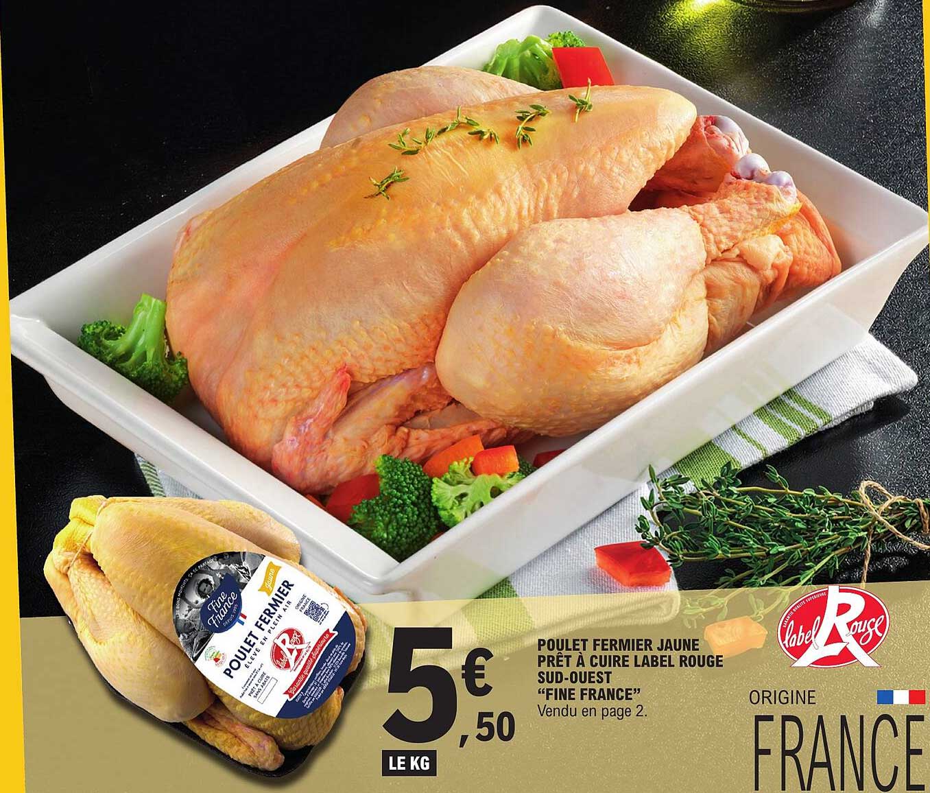 POULET FERMIER JAUNE PRÊT À CUIRE LABEL ROUGE SUD-OUEST “FINE FRANCE”