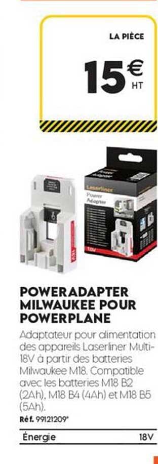 POWERADAPTER MILWAUKEE POUR POWERPLANE