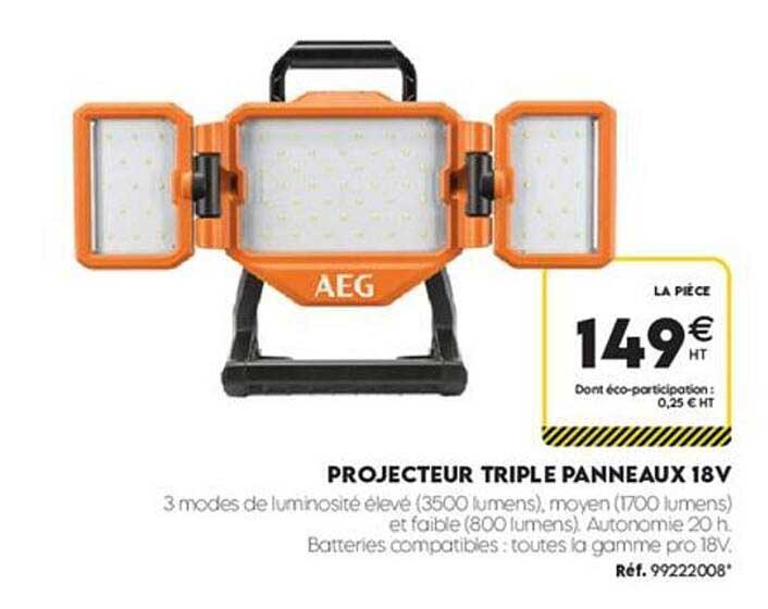 PROJECTEUR TRIPLE PANNEAUX 18V