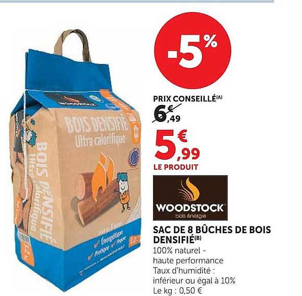 SAC DE 8 BÛCHES DE BOIS DENSIFIÉ