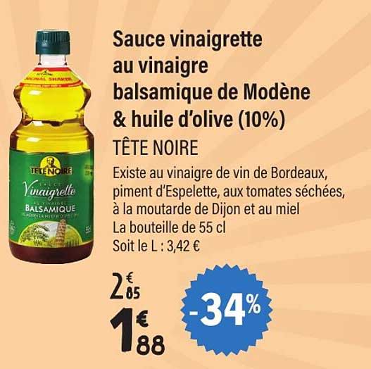 Sauce vinaigrette au vinaigre balsamique de Modène & huile d'olive (10%) TÊTE NOIRE