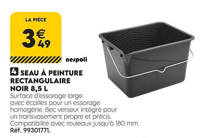 SEAU À PEINTURE RECTANGULAIRE NOIR 8,5 L
