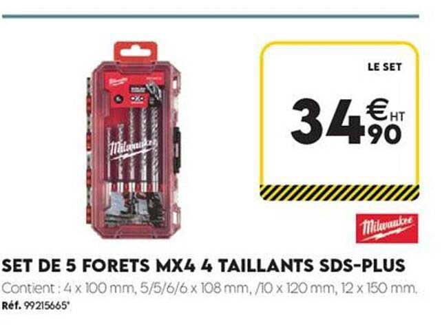 SET DE 5 FORETS MX4 4 TAILLANTS SDS-PLUS