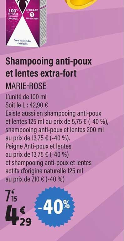 Shampooing anti-poux et lentes extra-fort MARIE-ROSE