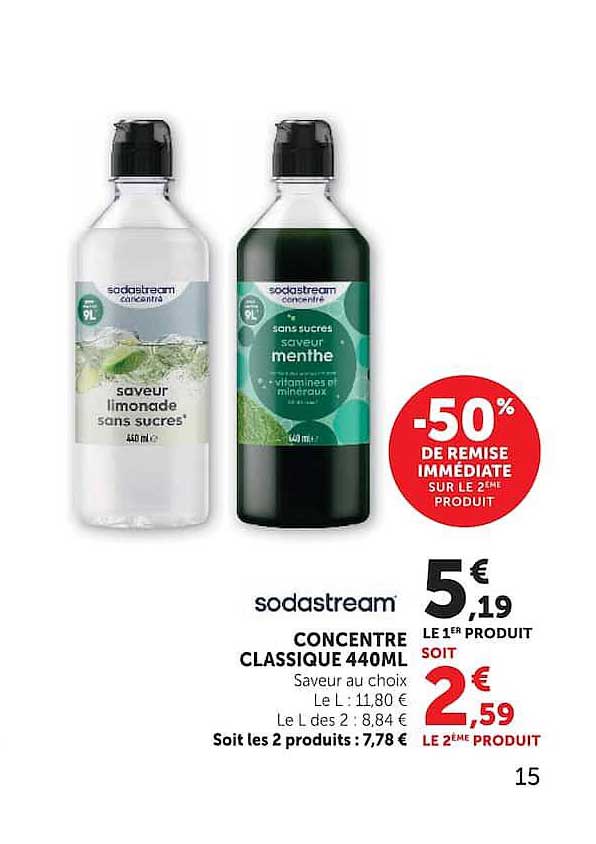 sodastream CONCENTRE CLASSIQUE 440ML Saveur au choix