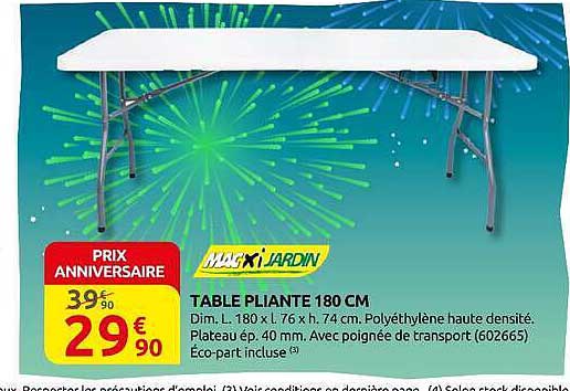 TABLE PLIANTE 180 CM