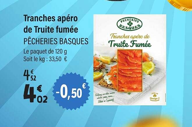 Tranches apéro de Truite fumée PÊCHERIES BASQUES