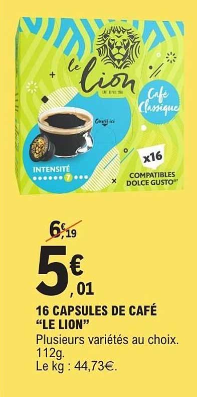 16 CAPSULES DE CAFÉ "LE LION"