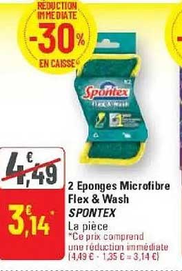 2 Eponge Microfibre Flex & Wash SPONTEX