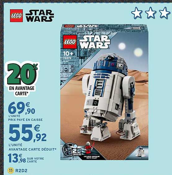 20% en avantage carte sur LEGO Star Wars R2D2