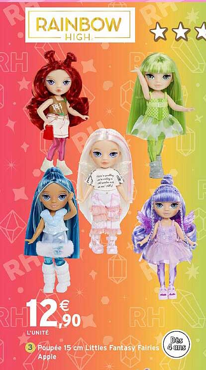 3 Poupée 15 cm Littles Fantasy Fairies Apple