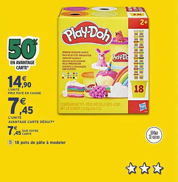 30% de remise sur les pots de pâte à modeler Play-Doh