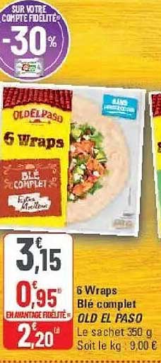 6 Wraps Blé complet OLD EL PASO