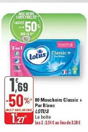 80 Mouchoirs Classic + Pur Blanc LOTUS