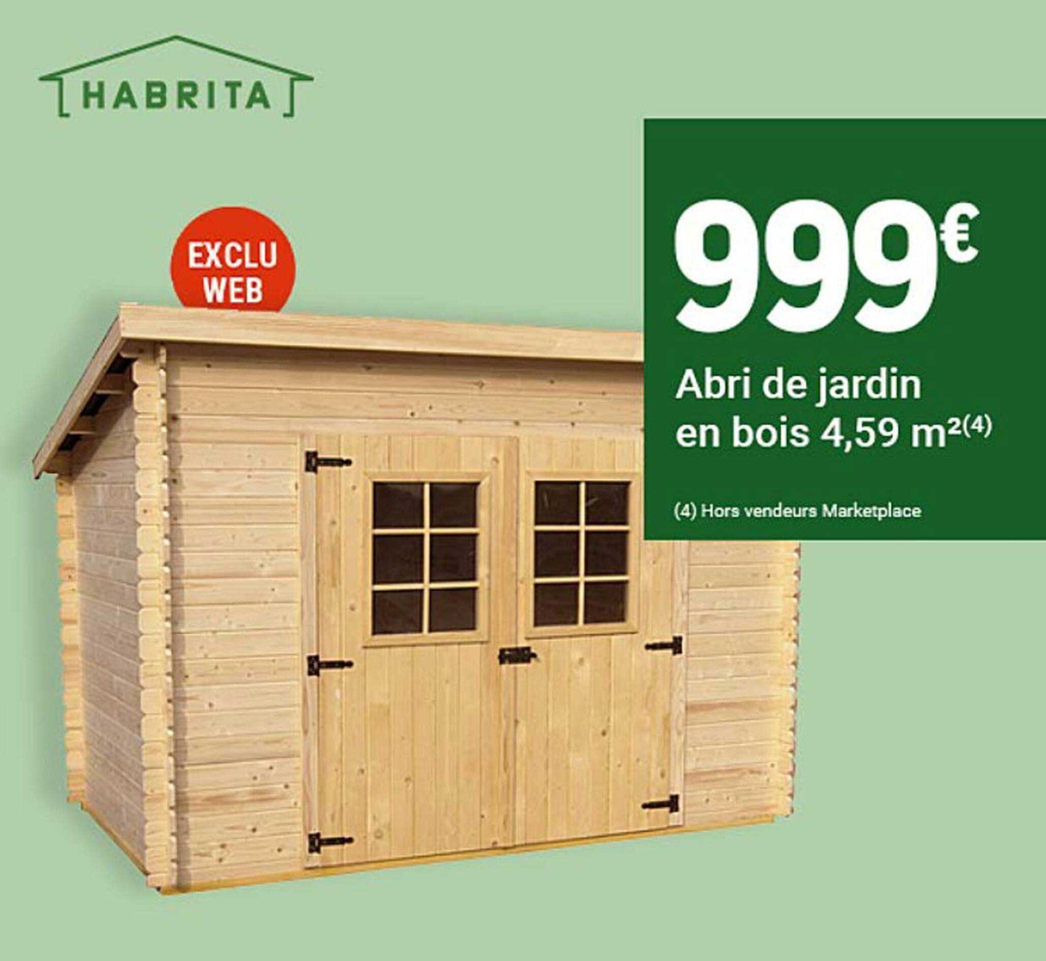 Abri de jardin en bois 4,59 m²