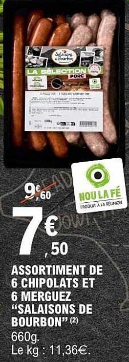 ASSORTIMENT DE 6 CHIPOLATS ET 6 MERGUEZ "SALAISONS DE BOURBON"