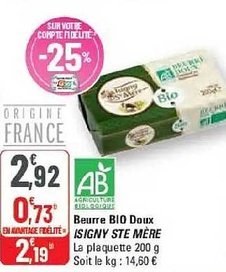 Beurre BIO Doux ISIGNY STE MÈRE