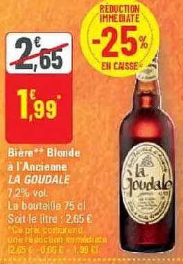 Bière Blonde à l'Ancienne LA GOUDALE 7.2% vol