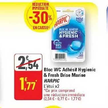Bloc WC Adhésif Hygienic & Fresh Brise Marine HARPIC