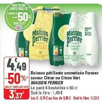 Boisson pétillante aromatisée Forever saveur Citron ou Citron Vert