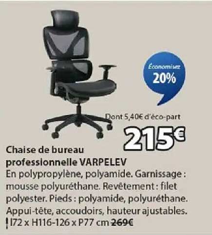 Chaise de bureau professionnelle VARPELEV