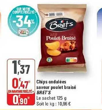 Chips ondulées saveur poulet braisé BRET'S